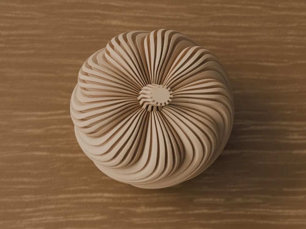3D Printed Spiral Pumpkin Sculpture, Modern Autumn Shelf Decor, Halloween Mantel Ornament