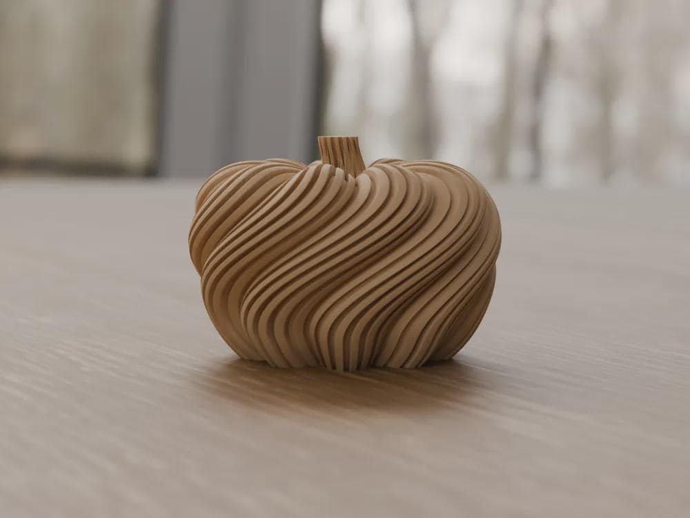 3D Printed Spiral Pumpkin Sculpture, Modern Autumn Shelf Decor, Halloween Mantel Ornament