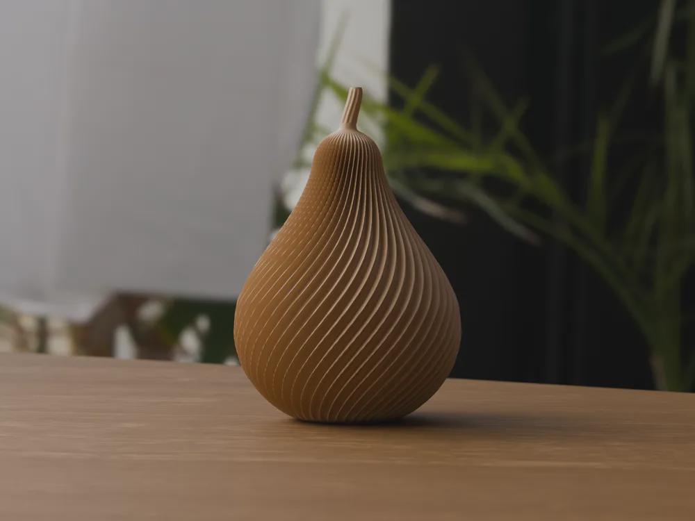 3D Printed Autumn Pear Decoration, Rustic Harvest Shelf Accent (PLA)