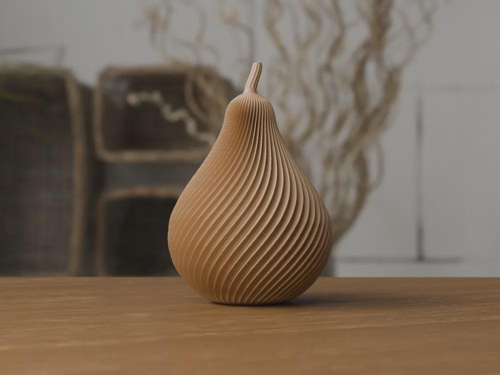 3D Printed Autumn Pear Decoration, Rustic Harvest Shelf Accent (PLA)