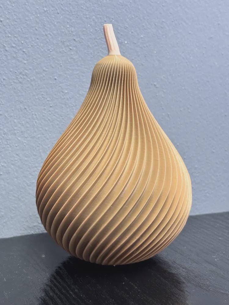 3D Printed Autumn Pear Decoration, Rustic Harvest Shelf Accent (PLA)