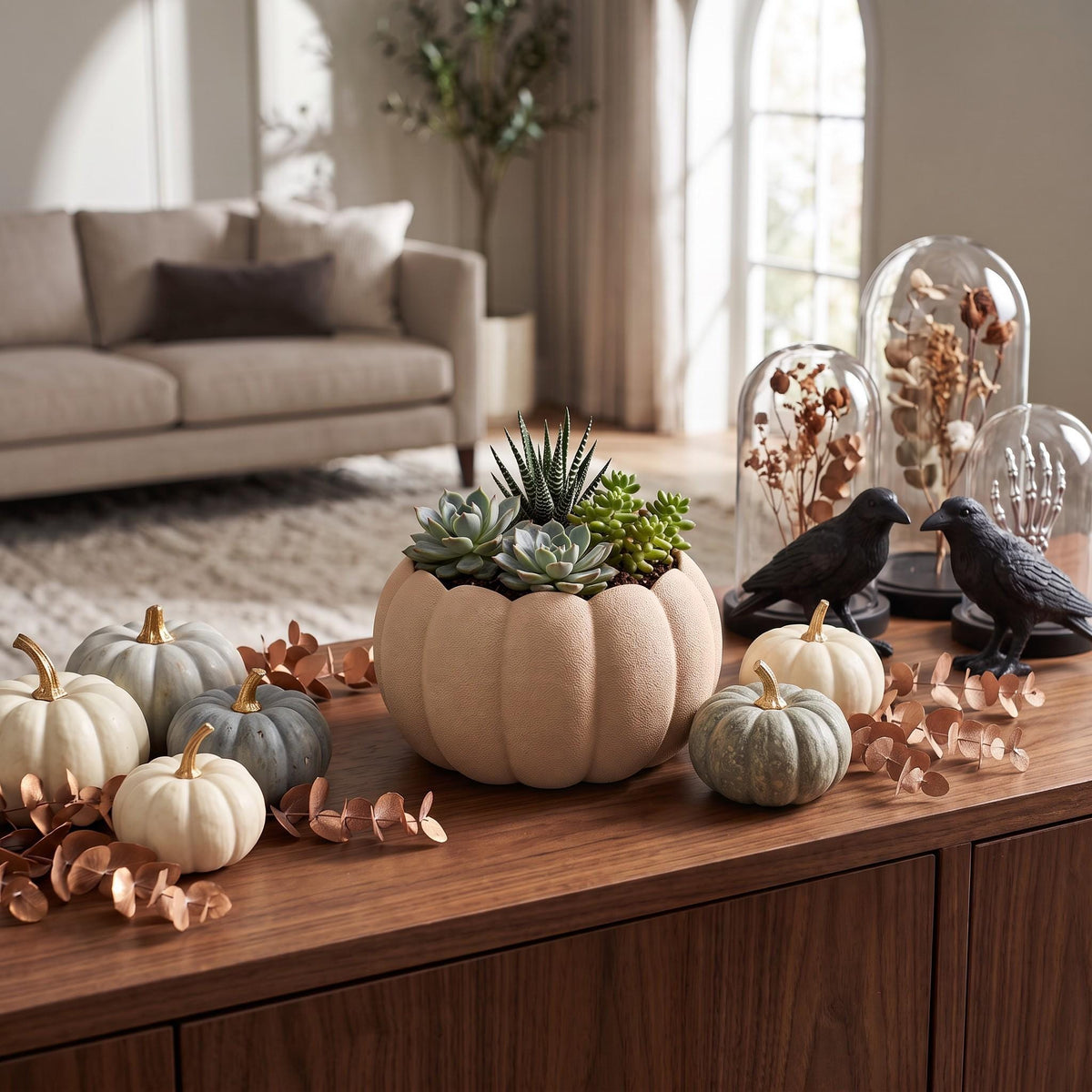 3D Printed Pumpkin Planter, Autumn Succulent Pot, Harvest Decor (Made in Malta)