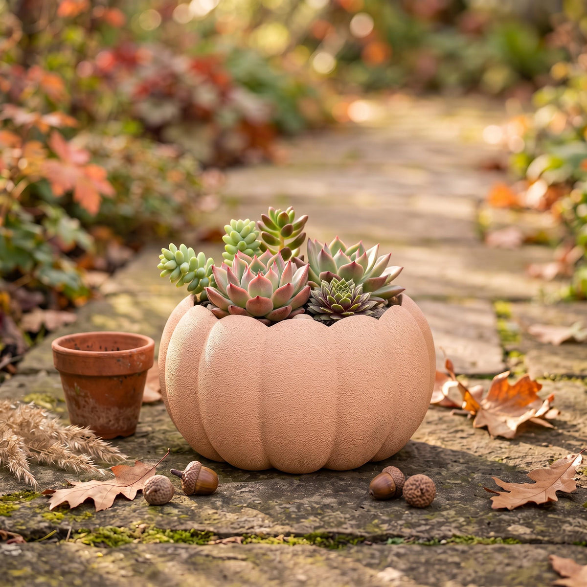 3D Printed Pumpkin Planter, Autumn Succulent Pot, Harvest Decor (Made in Malta)