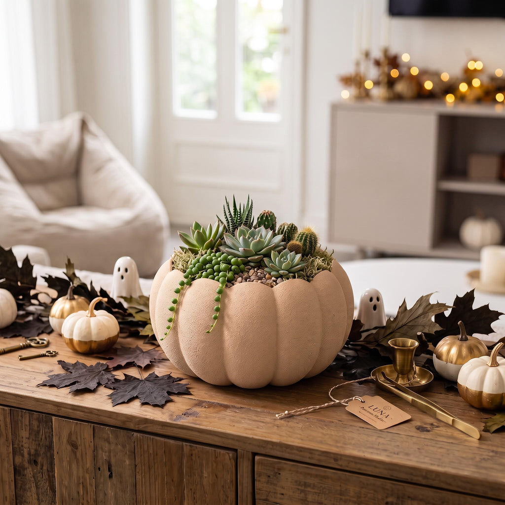 3D Printed Pumpkin Planter, Autumn Succulent Pot, Harvest Decor (Made in Malta)