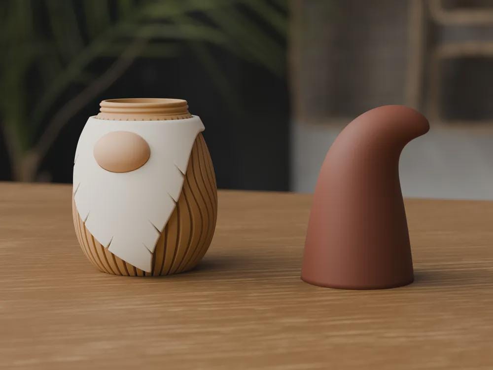 3D Printed Nordic Gnome Figurine, Wavy Scandi Holiday Decor (12cm)