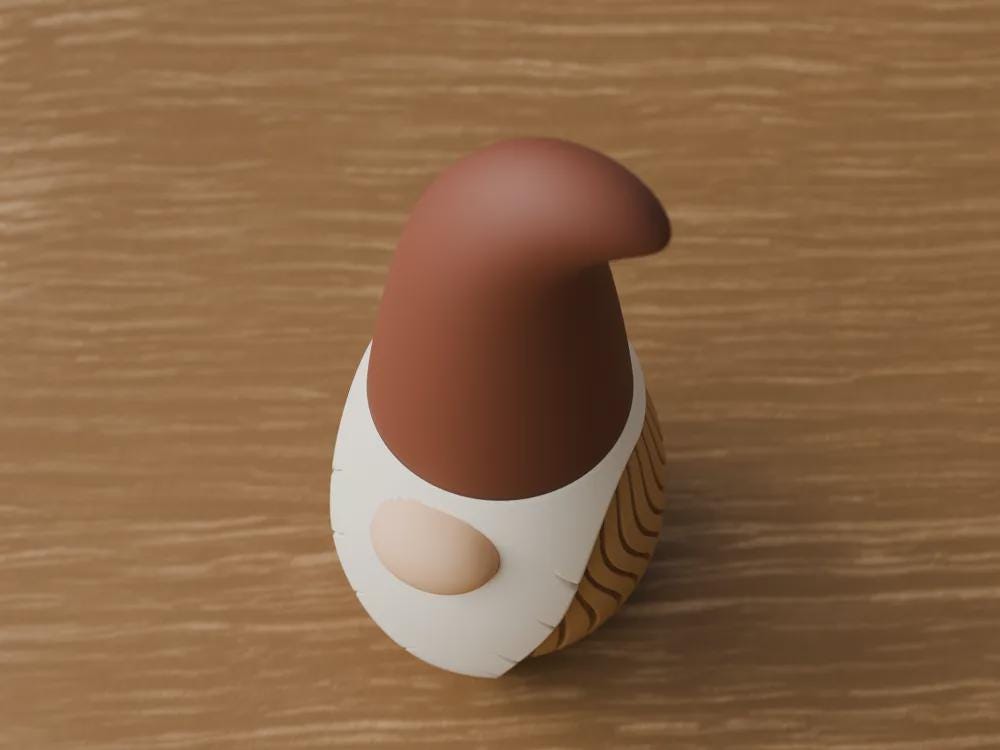 3D Printed Nordic Gnome Figurine, Wavy Scandi Holiday Decor (12cm)
