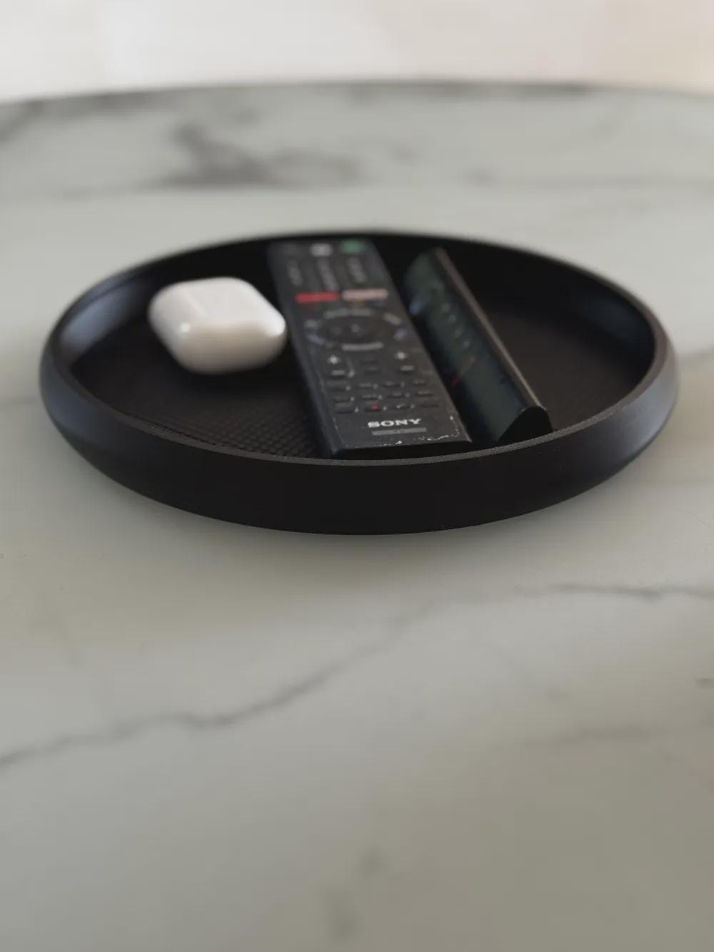 Minimalist Black 3D Printed Catchall Tray, Entryway Organizer (Matte Finish)