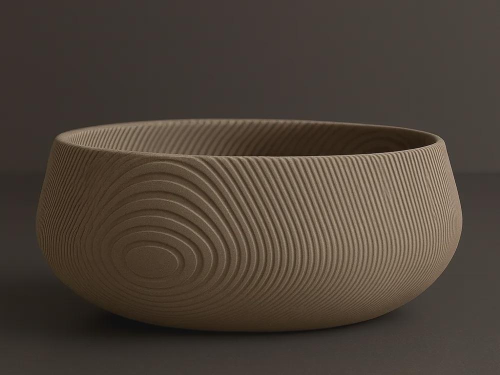 3D Printed Beige Contour Bowl, Japandi Organic Modern Decor, Textured Centrepiece