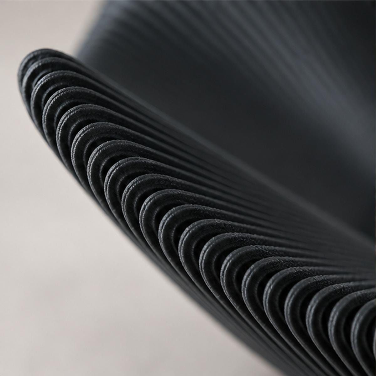 3D Printed Black Pleated Bowl, Folded Rim Sculptural Centrepiece, Japandi Decor