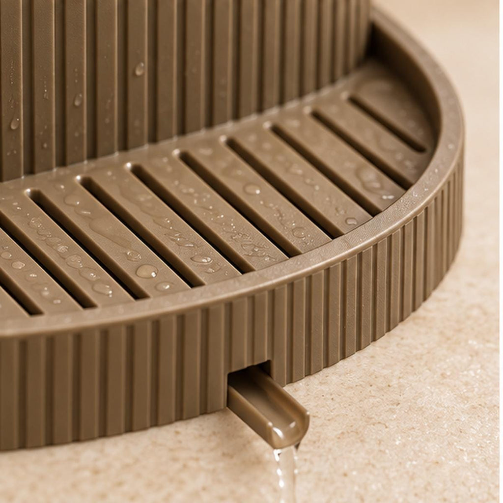 3D Printed Ribbed Sink Caddy, Draining Tray, Kitchen Utensil Holder (Taupe-Brown)