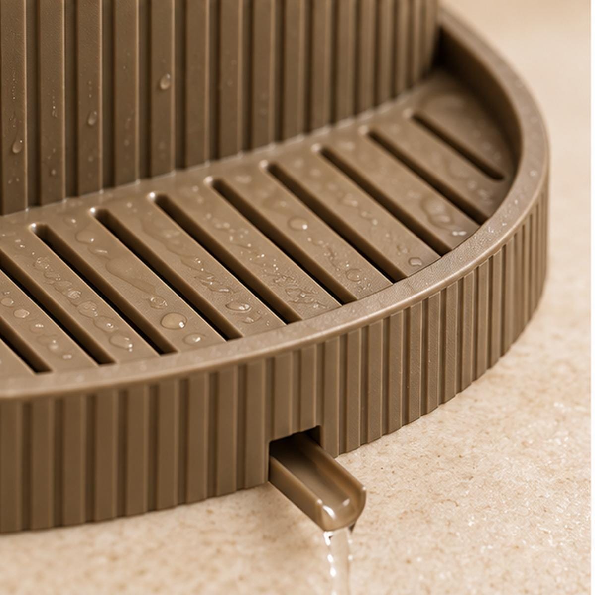 3D Printed Ribbed Sink Caddy, Draining Tray, Kitchen Utensil Holder (Taupe-Brown)