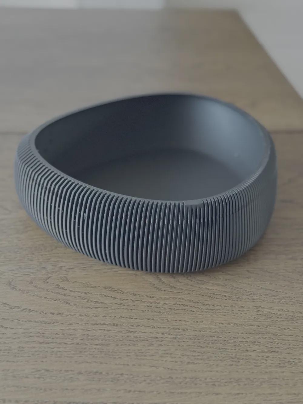 3D Printed Pleated Sculptural Bowl, Modern Black Japandi Centerpiece, Architectural Decor