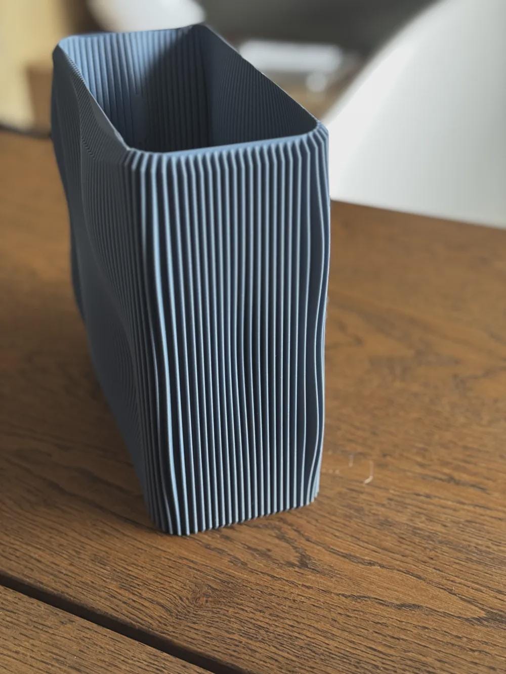 3D Printed Wave Vase, Ribbed Japandi Home Decor, Neutral Tabletop Centrepiece