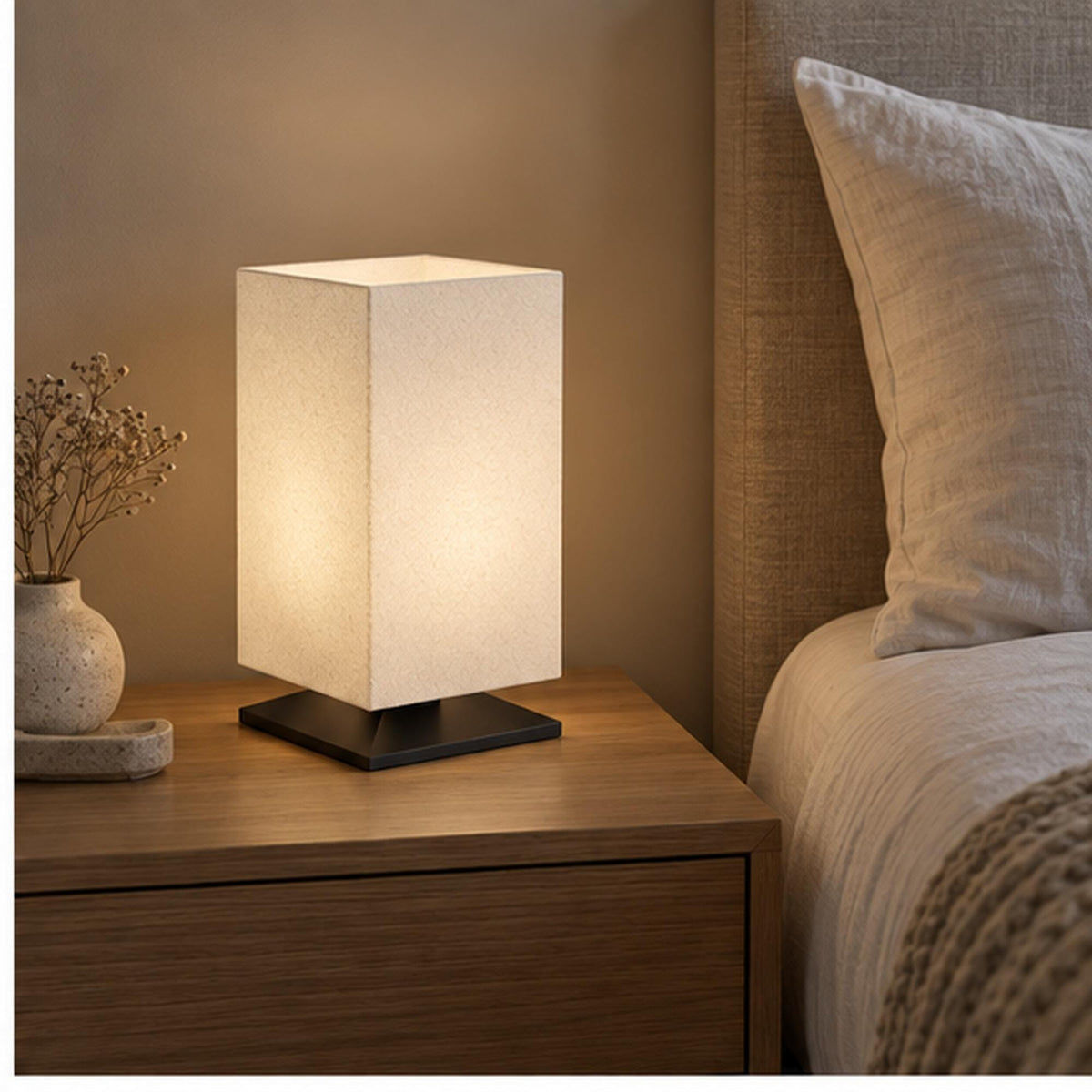 Minimalist Japanese Table Lamp, 3D Printed Warm Ambient Light, Zen Reading Corner Decor