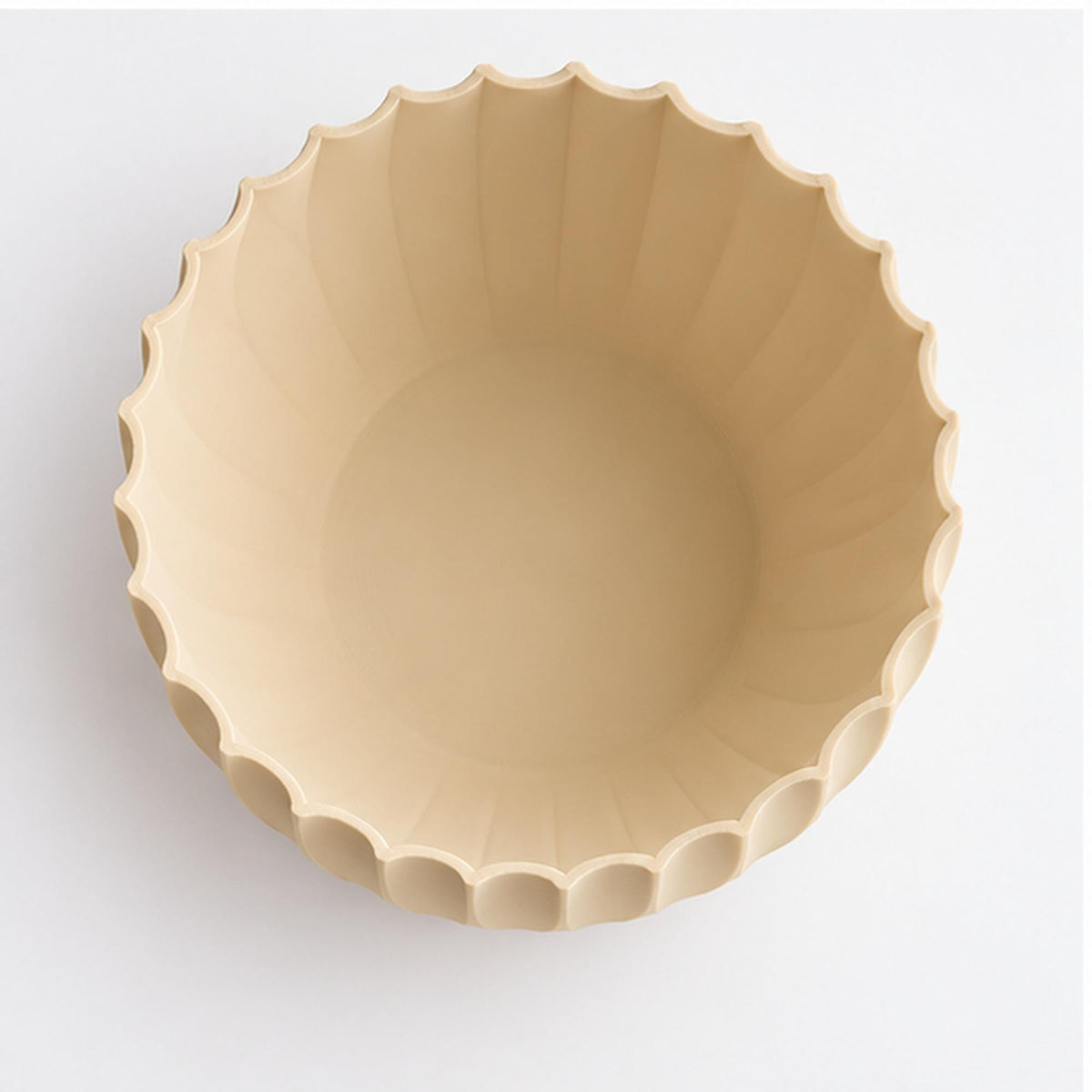 Ivory Pleated Sculptural Bowl, Scalloped Rim, 3D Printed Japandi Decor