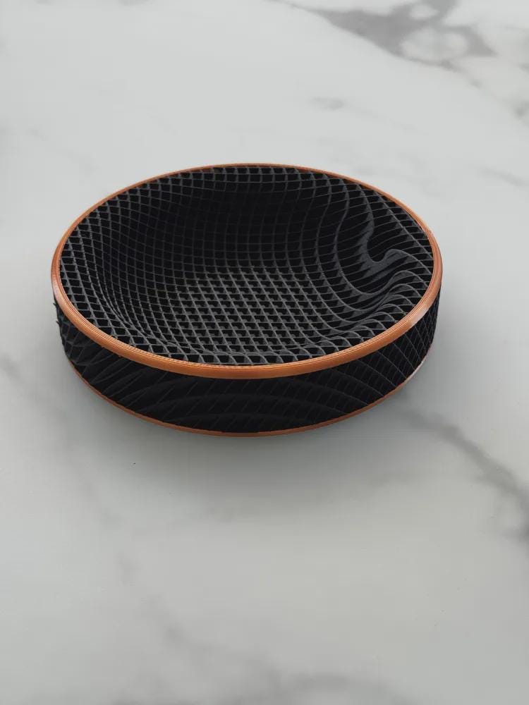3D Printed Honeycomb Tray, Black & Copper Geometric Organizer, Modern Desk Catchall