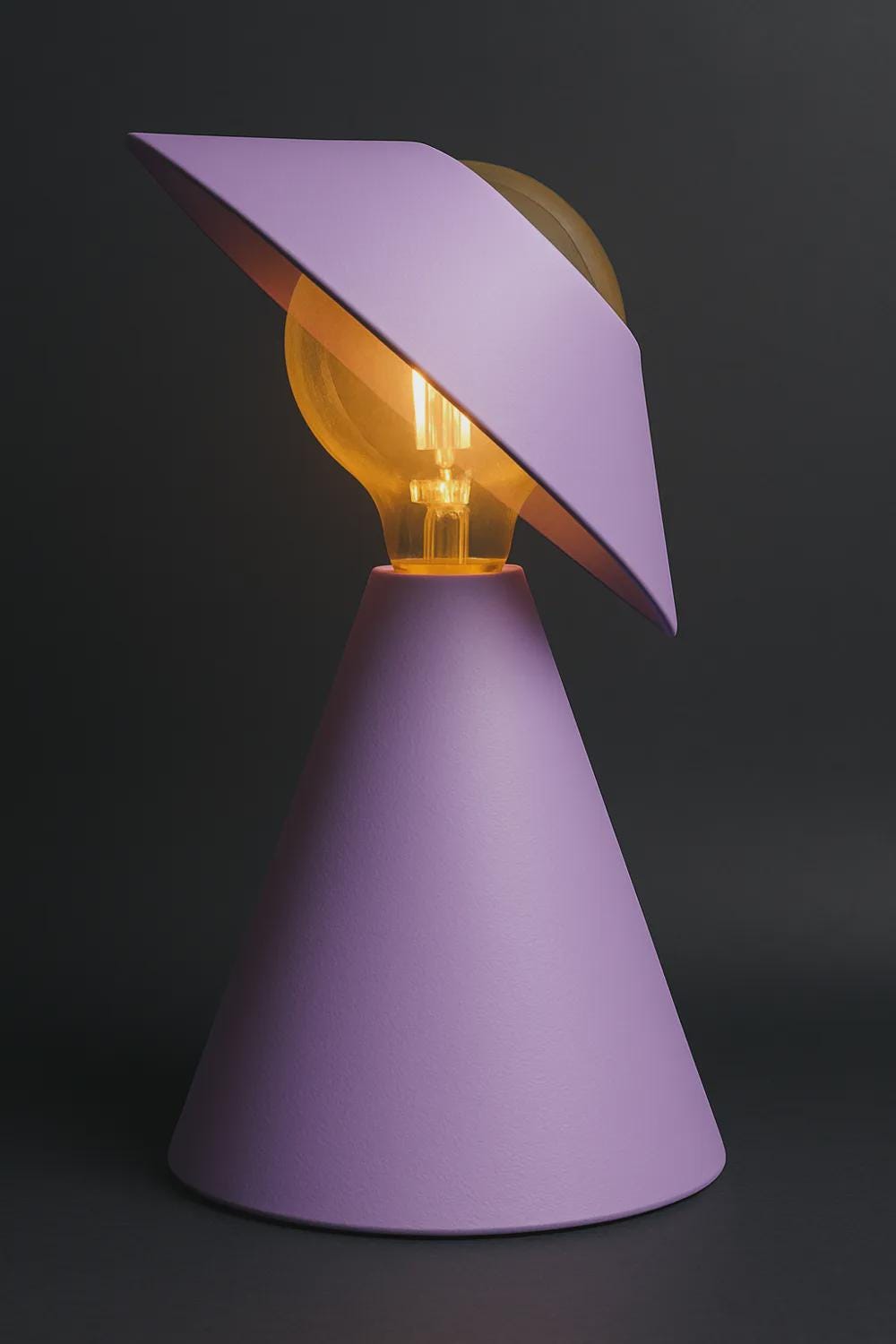 Sculptural 3D Printed Table Lamp, Matte Black Tilt Shade, Modern Accent Light