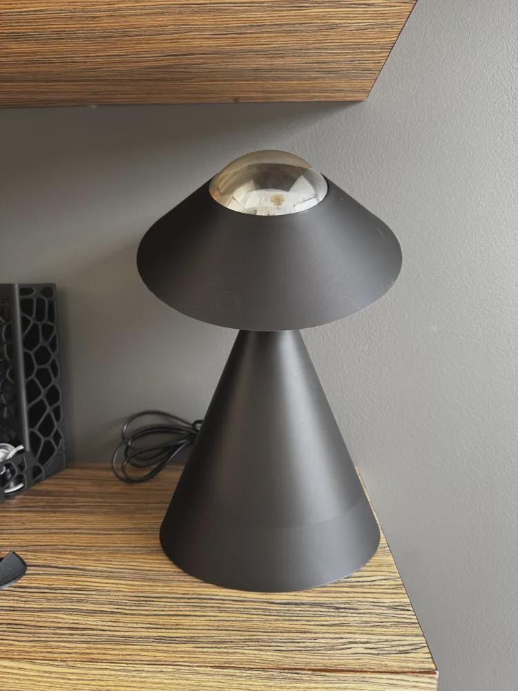 Sculptural 3D Printed Table Lamp, Matte Black Tilt Shade, Modern Accent Light
