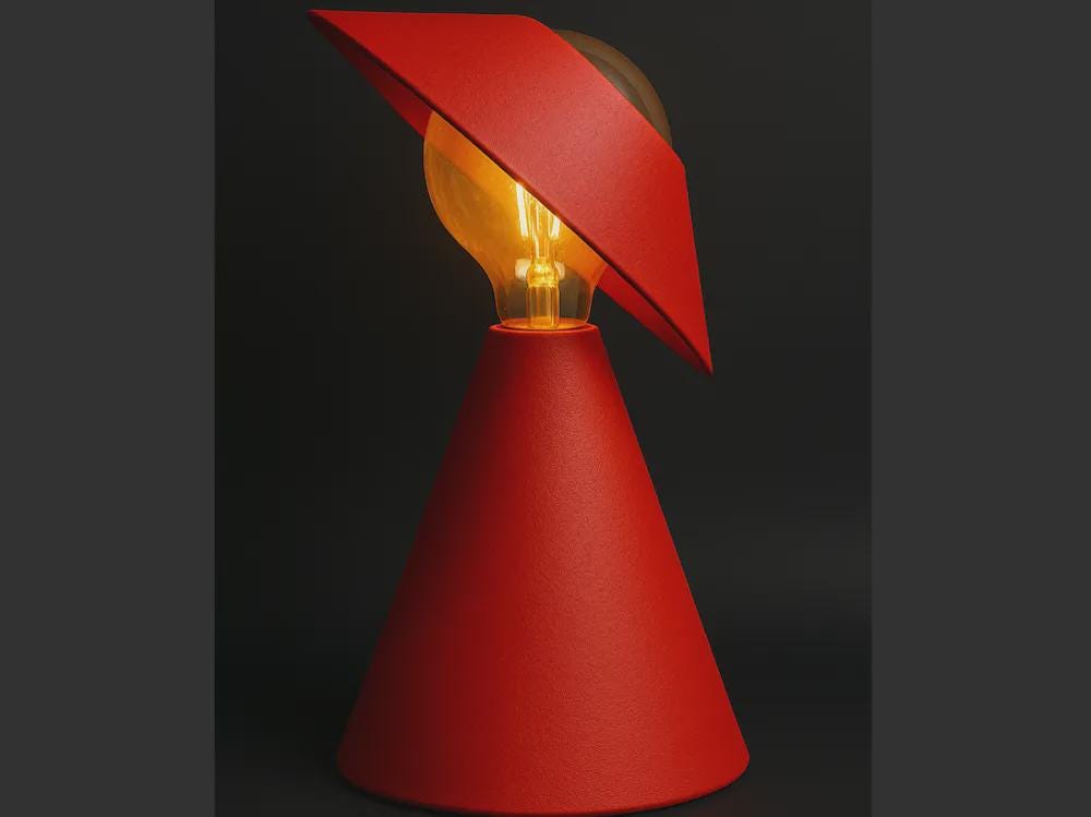 Sculptural 3D Printed Table Lamp, Matte Black Tilt Shade, Modern Accent Light