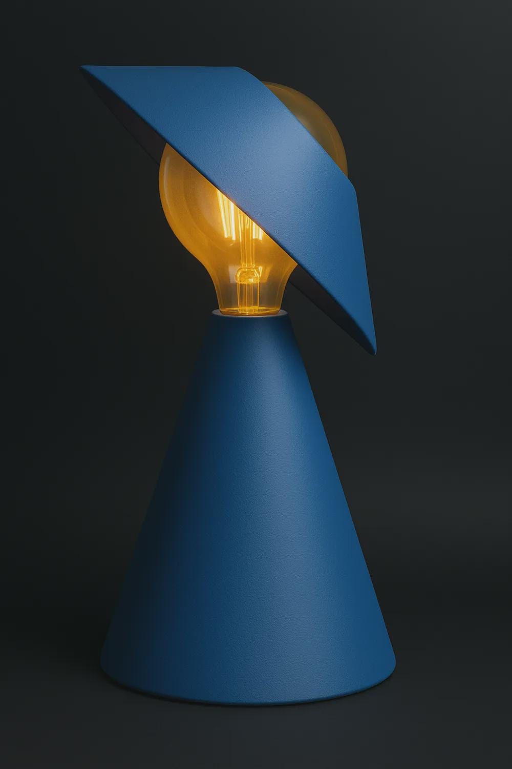 Sculptural 3D Printed Table Lamp, Matte Black Tilt Shade, Modern Accent Light