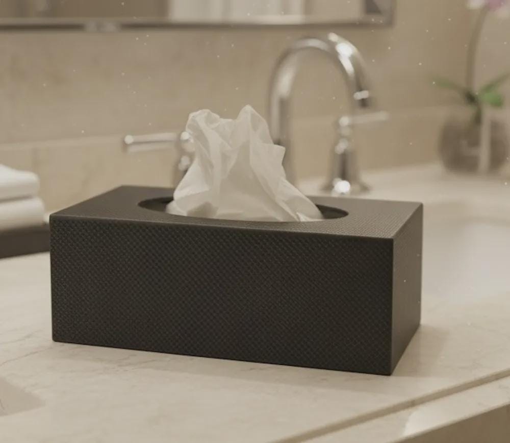 Textured Copper Tissue Box Cover, 3D Printed Bronze Home Decor (Made in Malta)