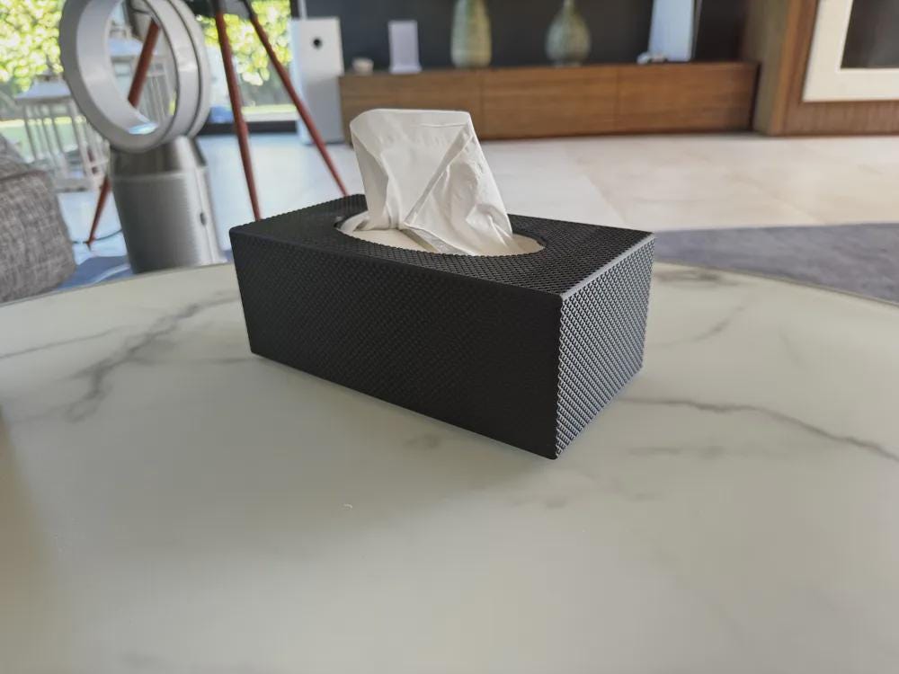 Textured Copper Tissue Box Cover, 3D Printed Bronze Home Decor (Made in Malta)