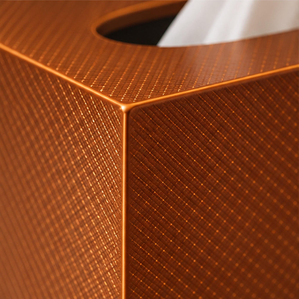 Textured Copper Tissue Box Cover, 3D Printed Bronze Home Decor (Made in Malta)