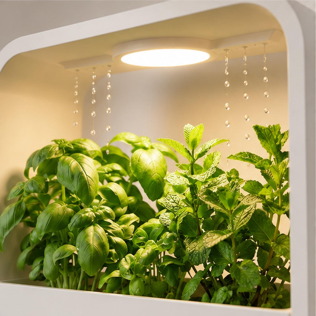 LED Rain Planter, Indoor Herb Garden with Grow Light, Modern Kitchen Countertop Display