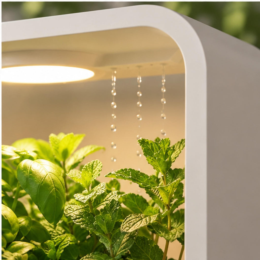 LED Rain Planter, Indoor Herb Garden with Grow Light, Modern Kitchen Countertop Display