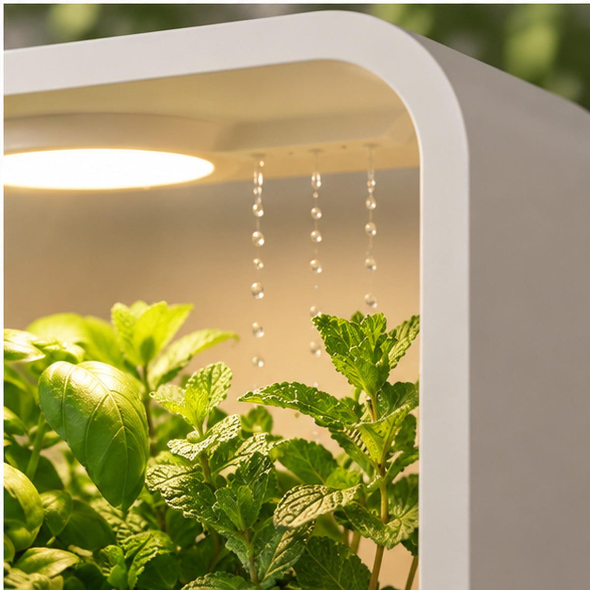 LED Rain Planter, Indoor Herb Garden with Grow Light, Modern Kitchen Countertop Display