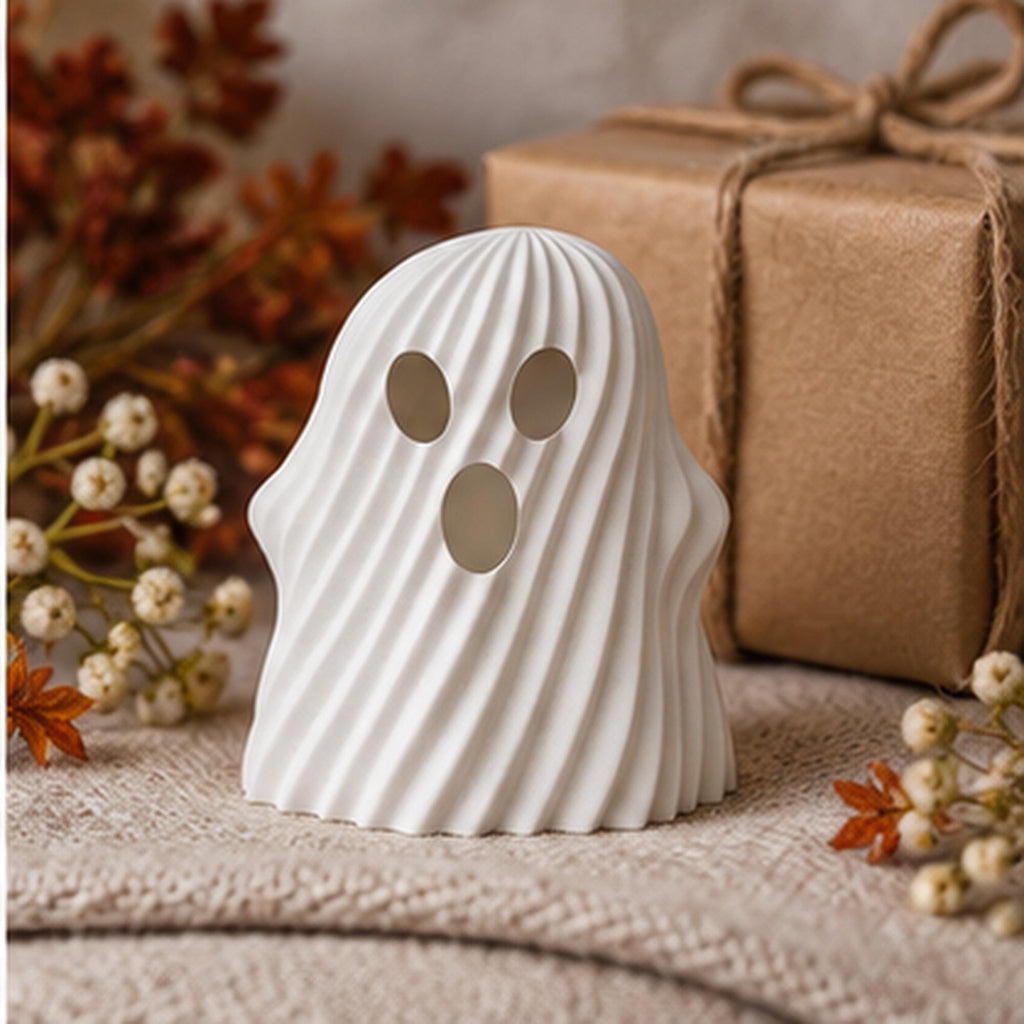 3D Printed Ghost Tealight Holder, Twisted Halloween Shelf Decor, PLA Plastic Ornament