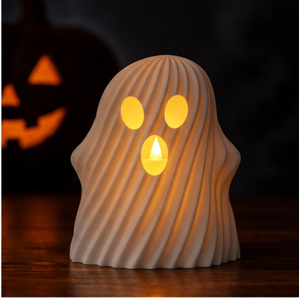 3D Printed Ghost Tealight Holder, Twisted Halloween Shelf Decor, PLA Plastic Ornament
