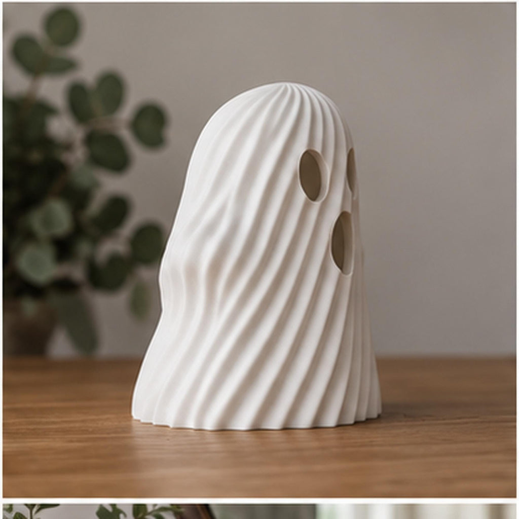3D Printed Ghost Tealight Holder, Twisted Halloween Shelf Decor, PLA Plastic Ornament