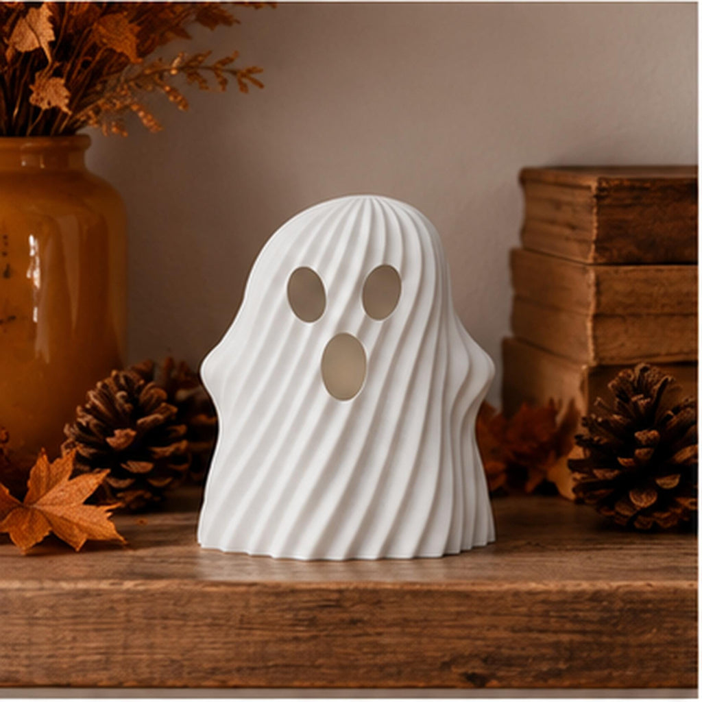 3D Printed Ghost Tealight Holder, Twisted Halloween Shelf Decor, PLA Plastic Ornament