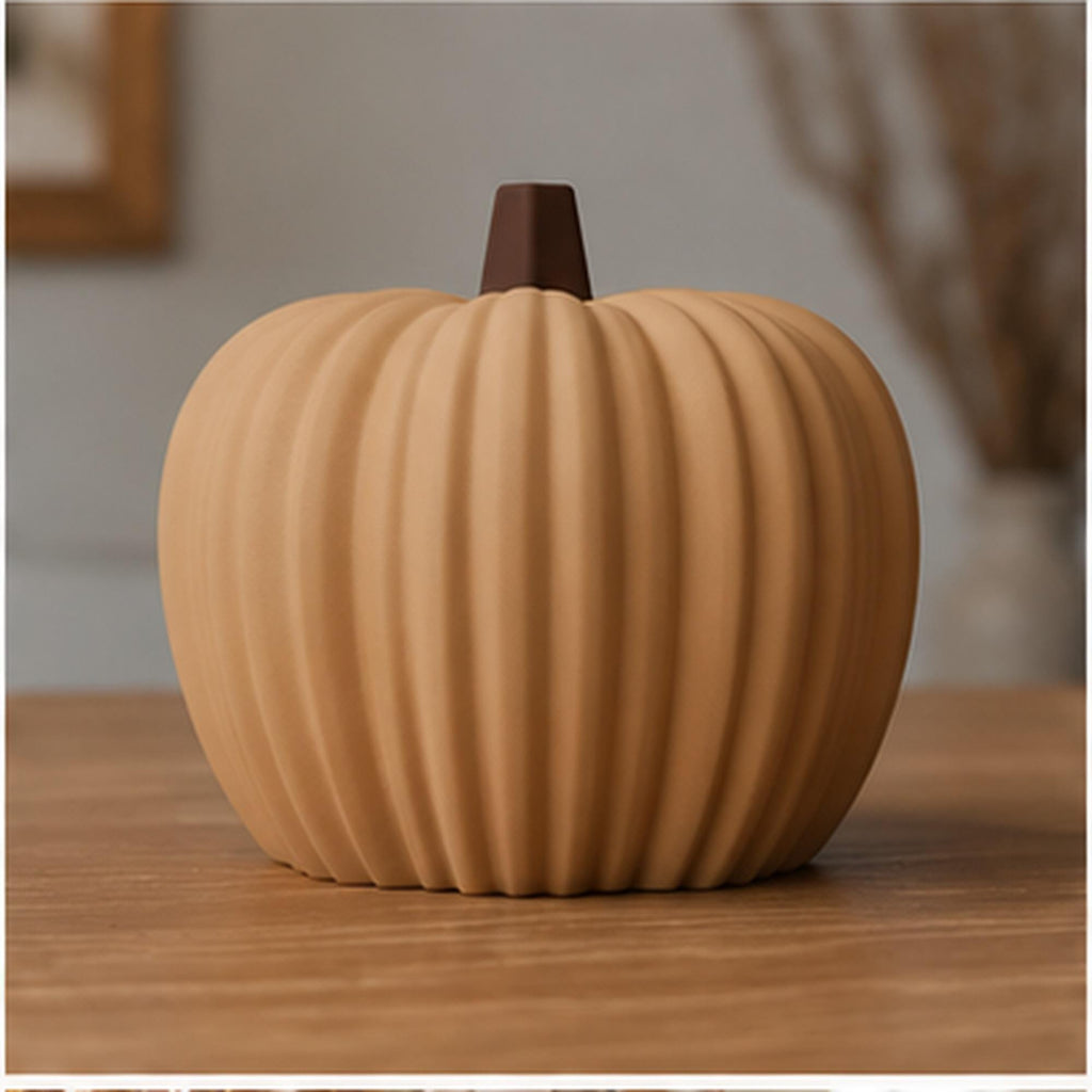 3D Printed Ribbed Pumpkin Decoration, Autumn Shelf Accent, Fall Centrepiece Ornament