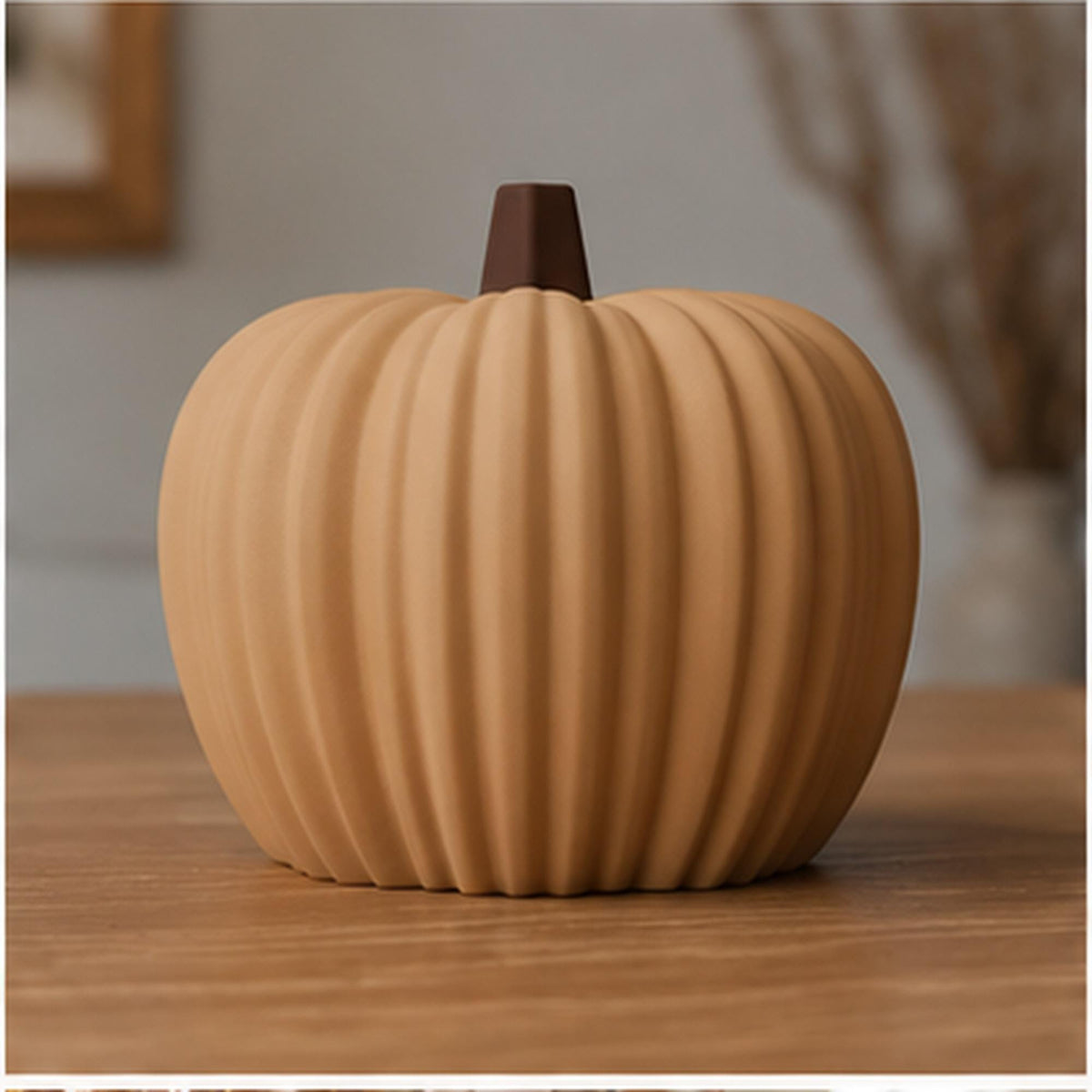 3D Printed Ribbed Pumpkin Decoration, Autumn Shelf Accent, Fall Centrepiece Ornament