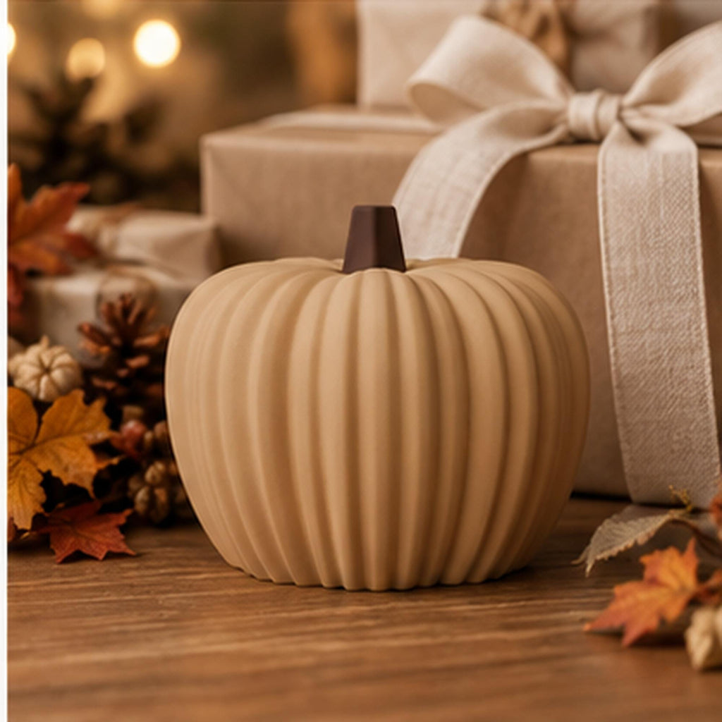 3D Printed Ribbed Pumpkin Decoration, Autumn Shelf Accent, Fall Centrepiece Ornament