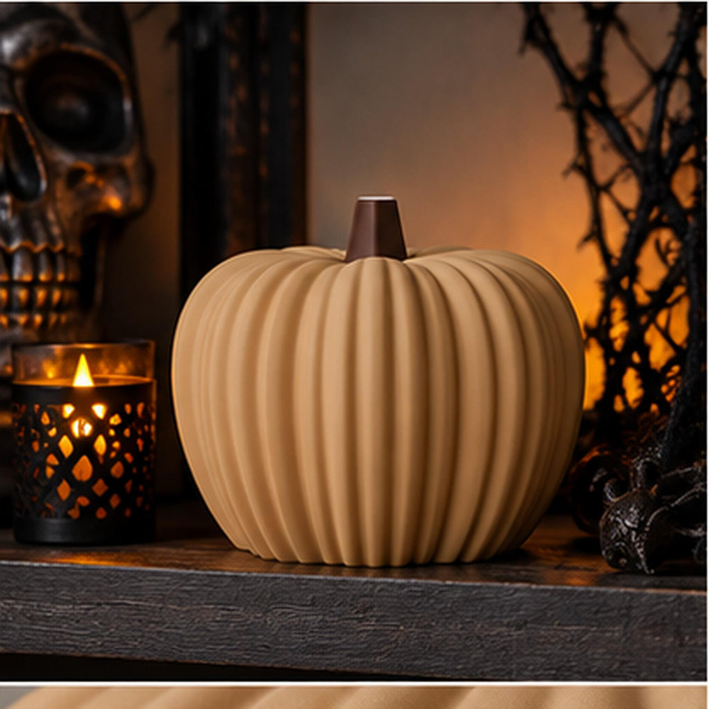 3D Printed Ribbed Pumpkin Decoration, Autumn Shelf Accent, Fall Centrepiece Ornament