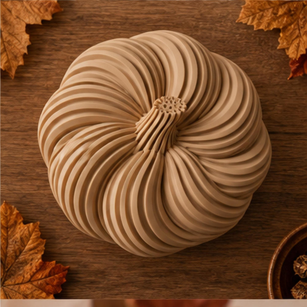 3D Printed Spiral Pumpkin Sculpture, Modern Autumn Shelf Decor, Halloween Mantel Ornament