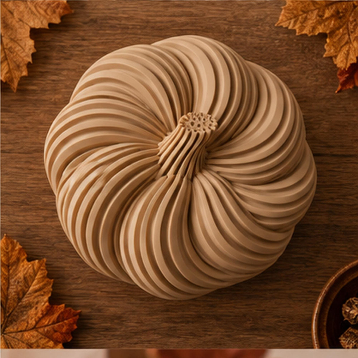 3D Printed Spiral Pumpkin Sculpture, Modern Autumn Shelf Decor, Halloween Mantel Ornament