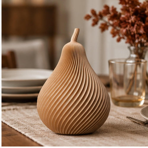 3D Printed Autumn Pear Decoration, Rustic Harvest Shelf Accent (PLA)