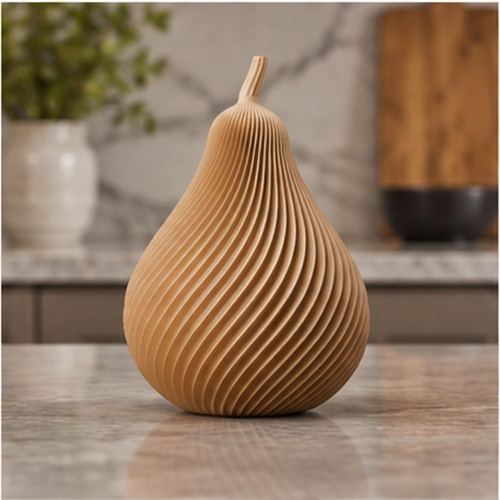 3D Printed Autumn Pear Decoration, Rustic Harvest Shelf Accent (PLA)