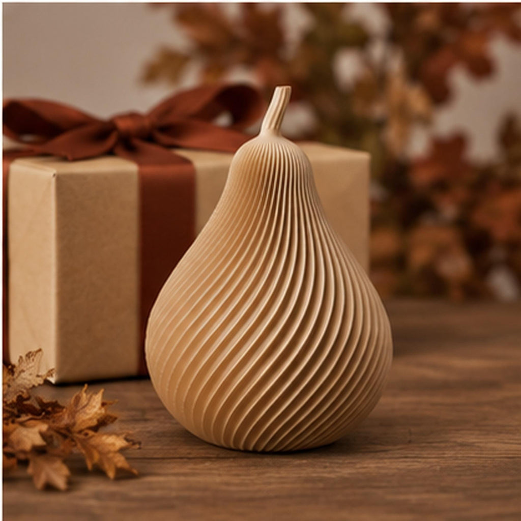 3D Printed Autumn Pear Decoration, Rustic Harvest Shelf Accent (PLA)