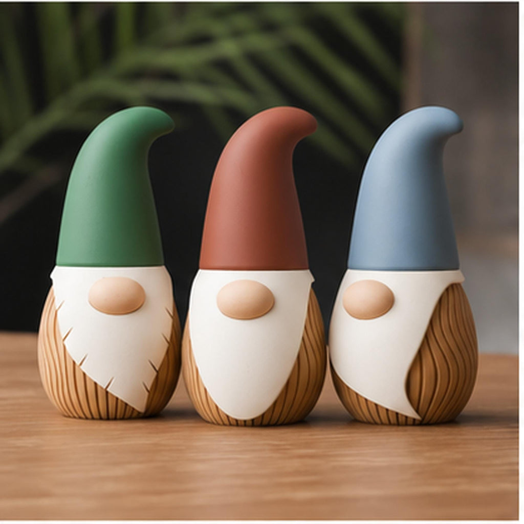 3D Printed Nordic Gnome Figurine, Wavy Scandi Holiday Decor (12cm)