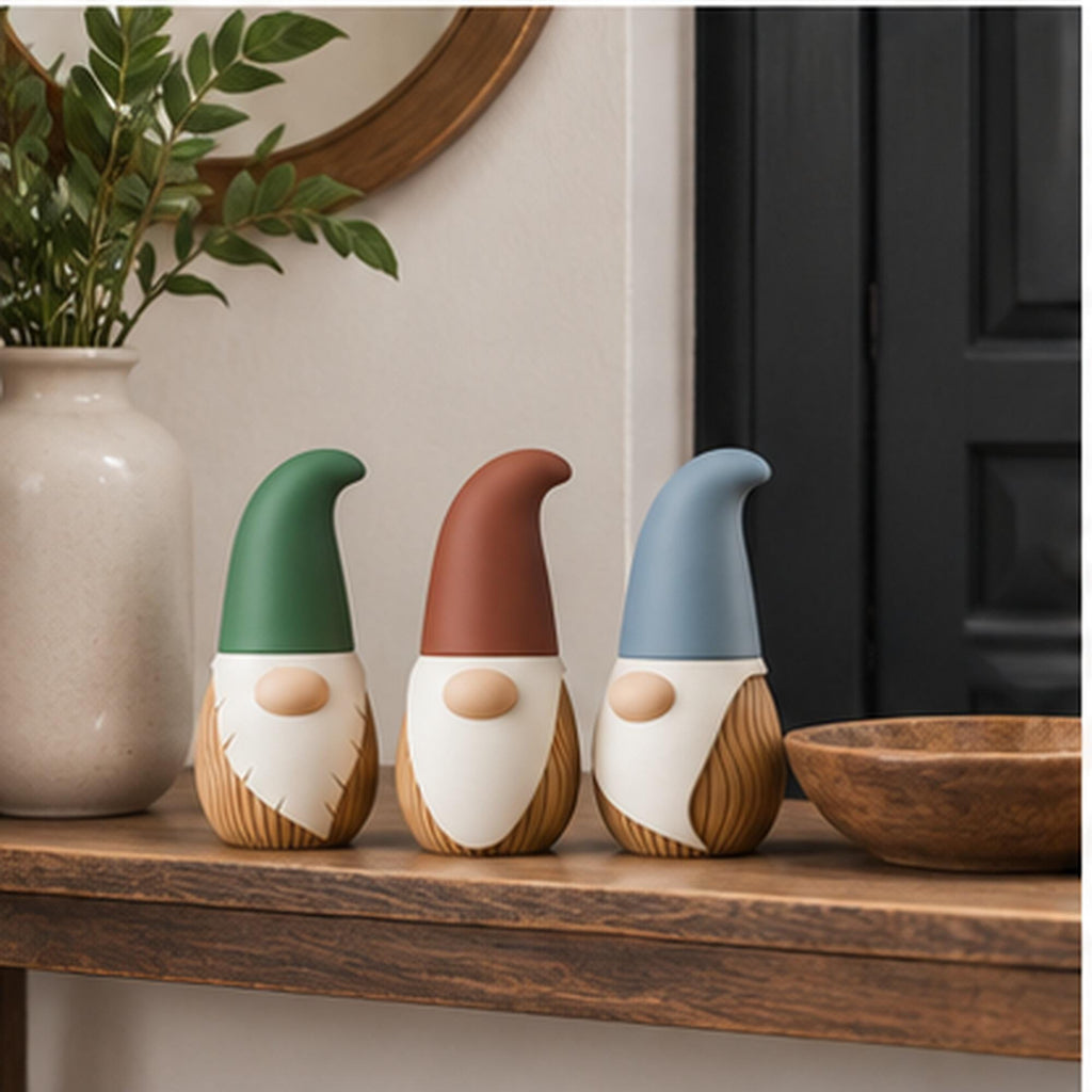 3D Printed Nordic Gnome Figurine, Wavy Scandi Holiday Decor (12cm)