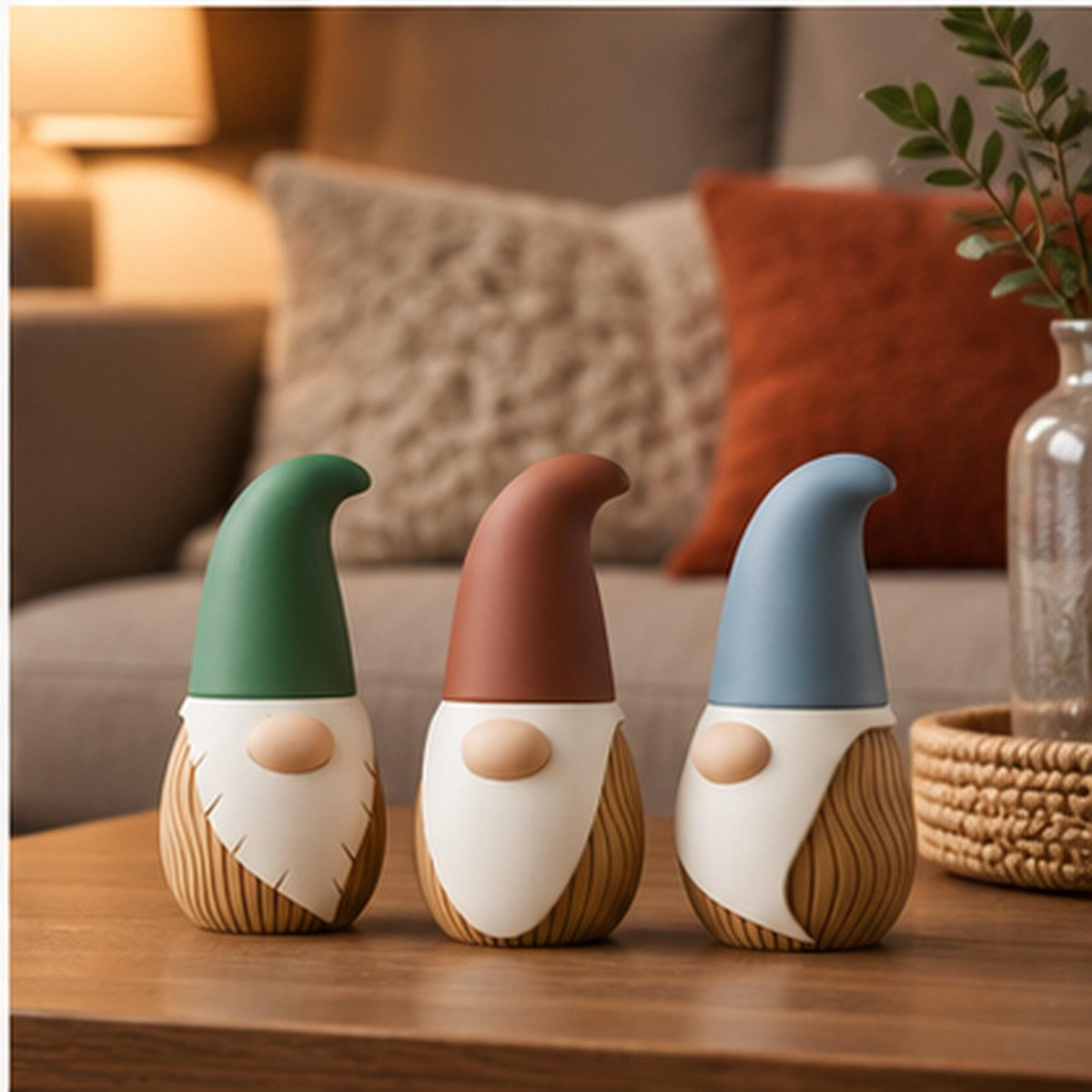 3D Printed Nordic Gnome Figurine, Wavy Scandi Holiday Decor (12cm)