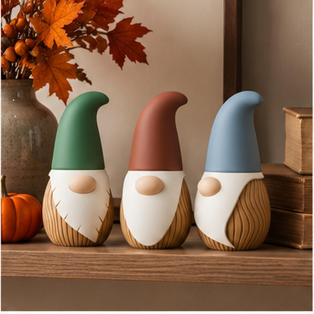 3D Printed Nordic Gnome Figurine, Wavy Scandi Holiday Decor (12cm)