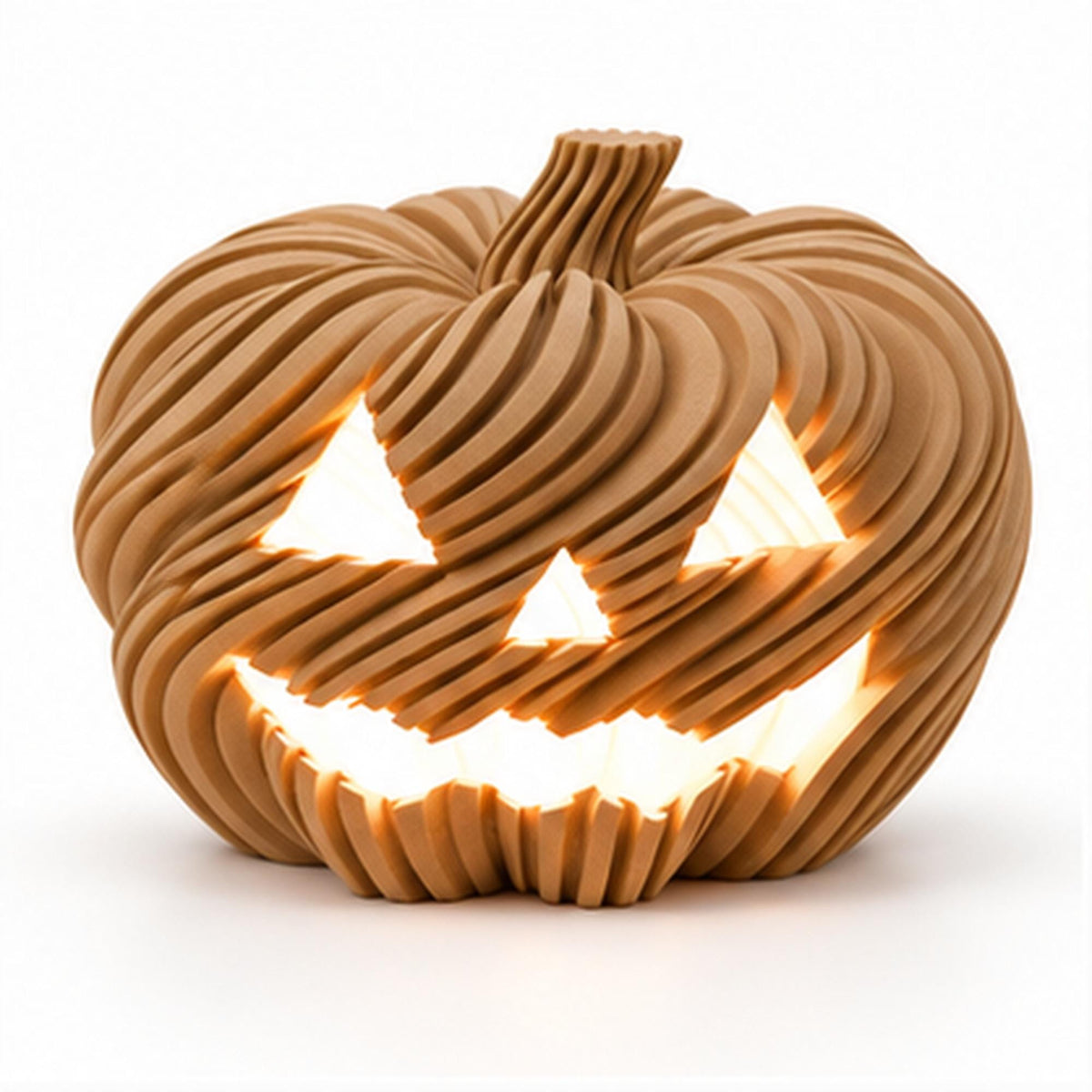 3D Printed Twisted Pumpkin Jack O Lantern Tealight Holder, Halloween Shelf Decor