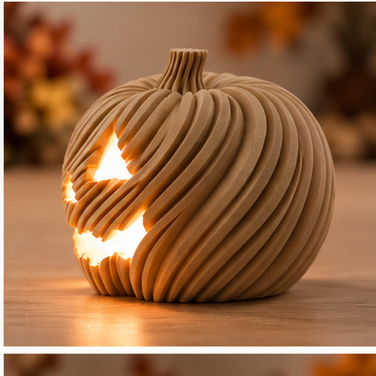 3D Printed Twisted Pumpkin Jack O Lantern Tealight Holder, Halloween Shelf Decor