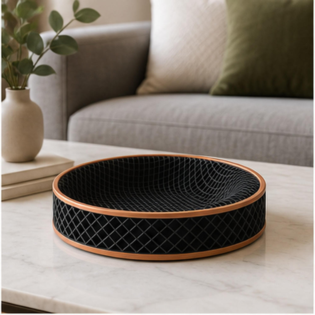 3D Printed Honeycomb Tray, Black & Copper Geometric Organizer, Modern Desk Catchall